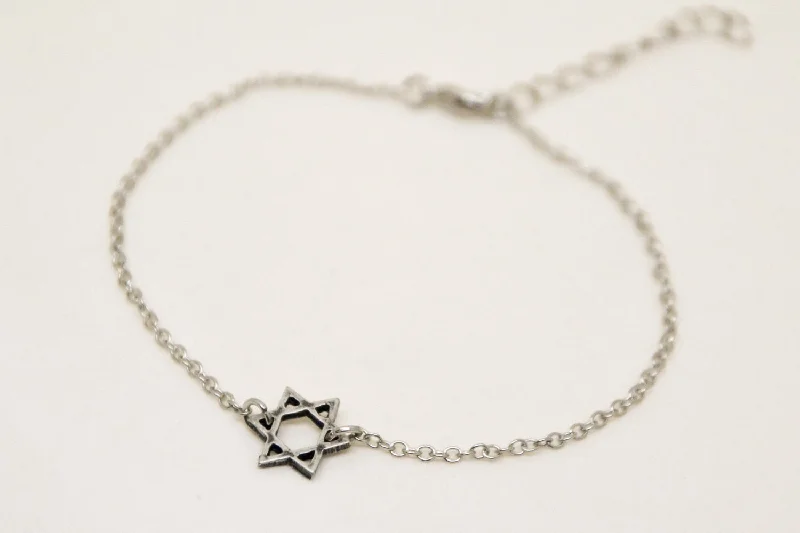 Star of David  women's bracelet, stainless steel chain