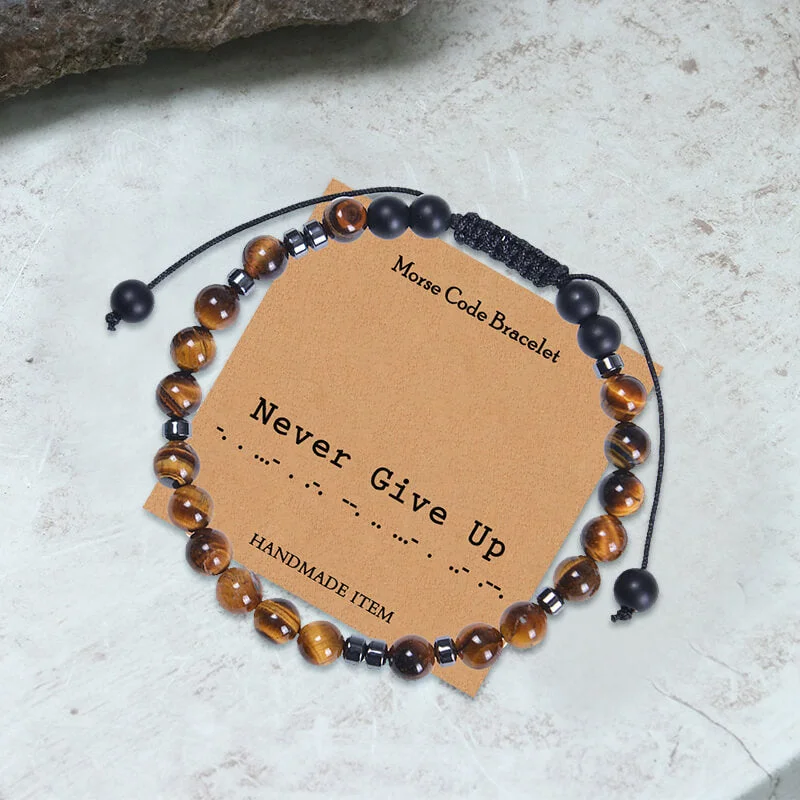 Tiger Eye Morse Code Braided Bracelet