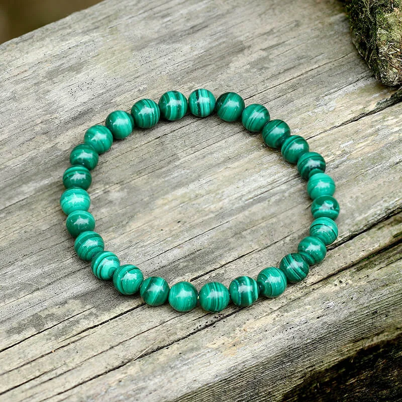 Vintage Malachite Beads Adjustable Bracelet