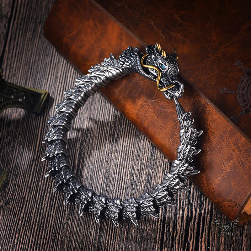 Vintage Oriental Dragon Stainless Steel Bracelet