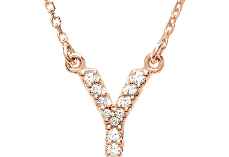 14k Rose Gold Diamond Initial 'Y' 1/10 Cttw Necklace, 16" (GH Color, I1 Clarity)