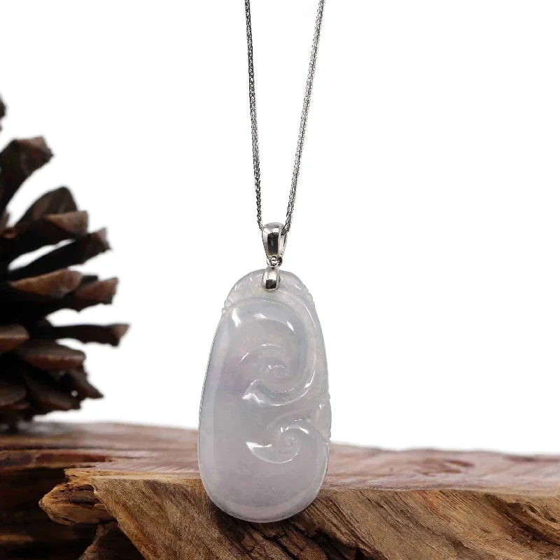 Genuine Lavender Jadeite Jade Ru Yi Pendant Necklace With Sterling Silver Bail