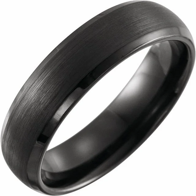 Black PVD Tungsten 6 mm Beveled-Edge Band