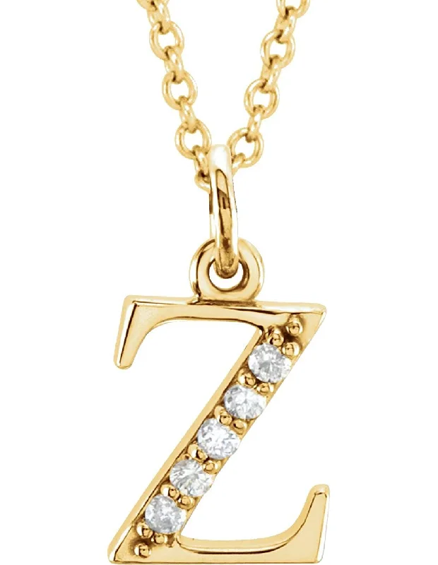 Diamond Initial 'z' Lowercase Letter 14k Yellow Gold Pendant Necklace, 16" (.03 Ctw, GH, I1)