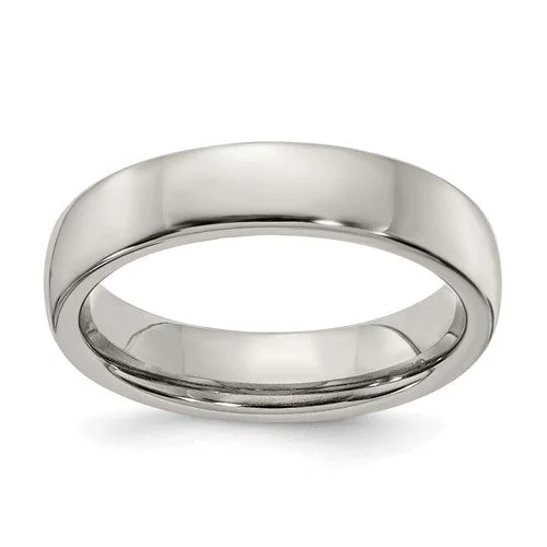 Edward Mirell Titanium Polished Half Round 5mm Band