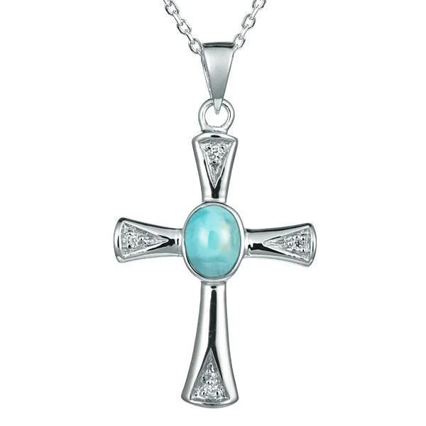 Larimar Centered Cross Pendant by Alamea