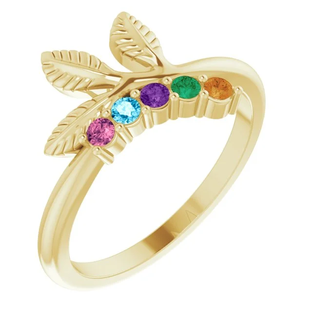 Mother's Family Floral Birthstone Ring