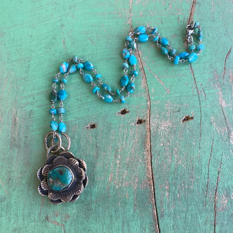 Natural Turquoise Flower Necklace