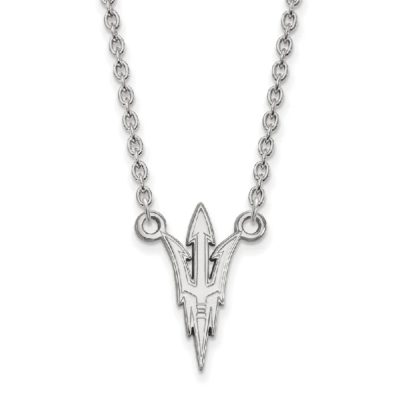 10k White Gold Arizona State Large Trident Pendant Necklace