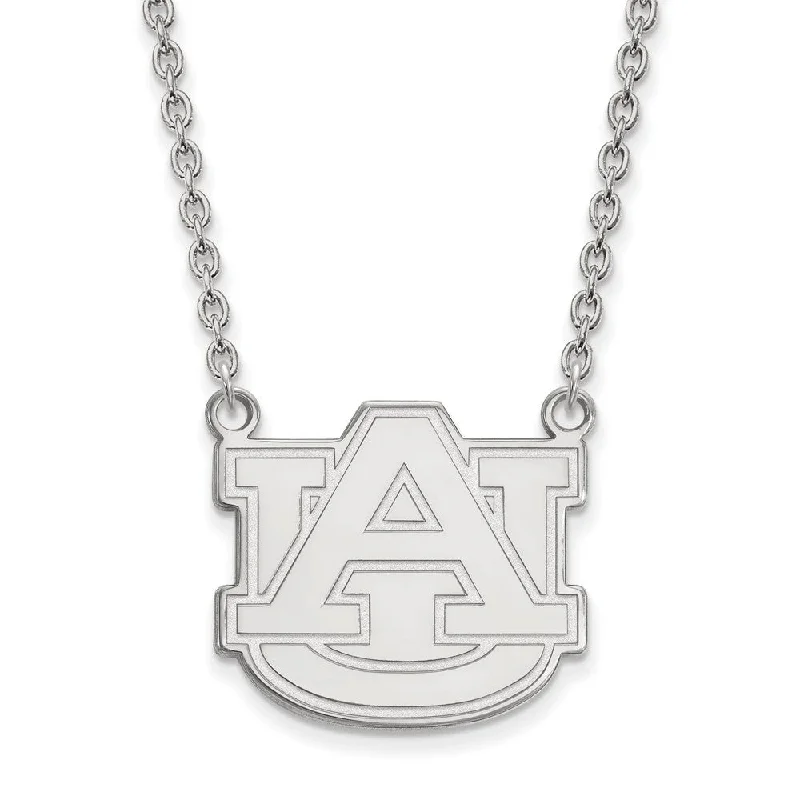 10k White Gold Auburn U Large 'AU' Pendant Necklace