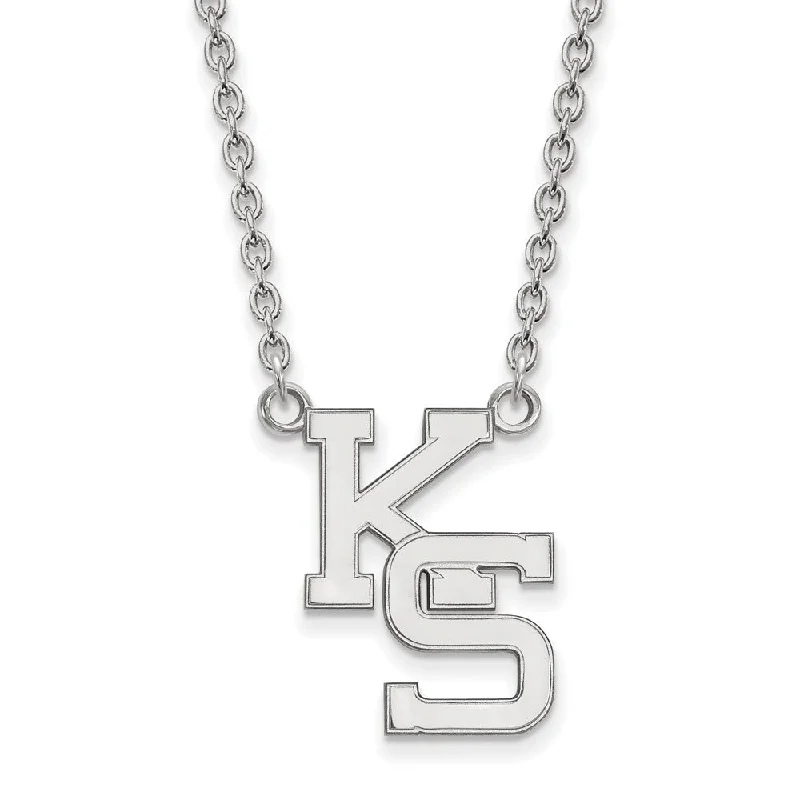 10k White Gold Kansas State Large Pendant Necklace