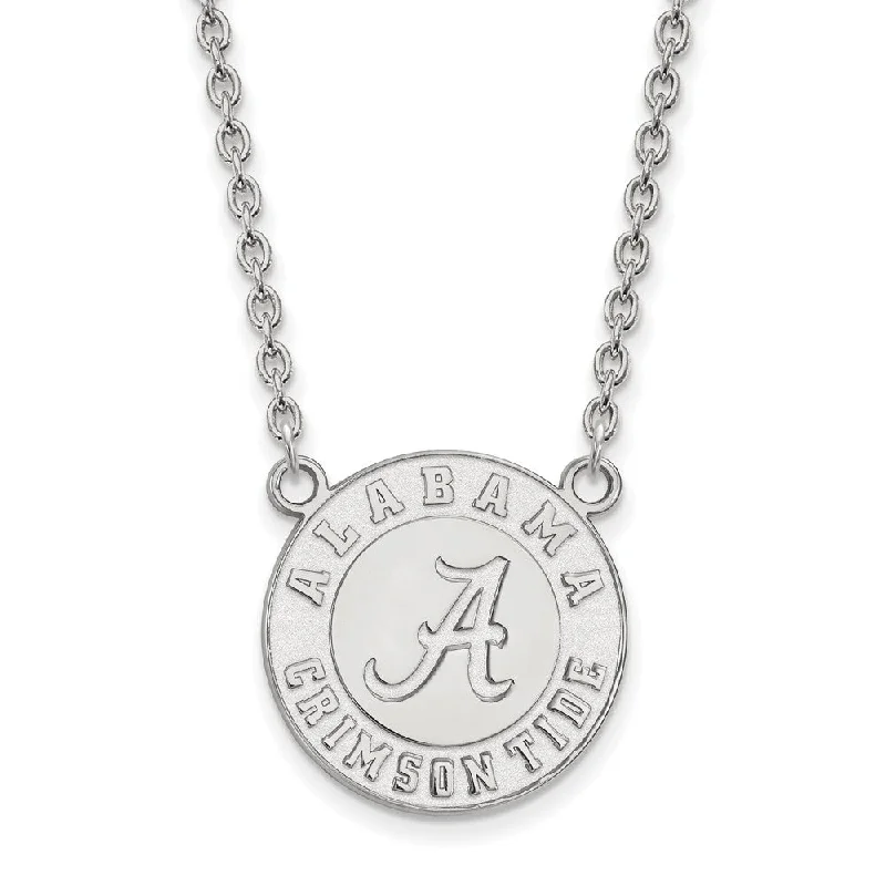 10k White Gold U of Alabama Large Disc Pendant Necklace