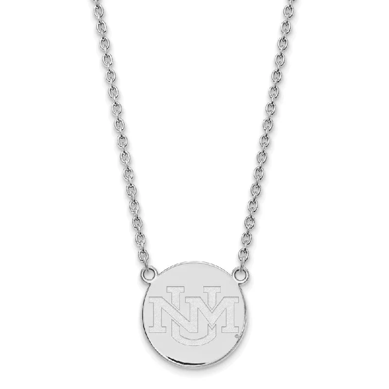 10k White Gold U of New Mexico Lg Logo Pendant Necklace