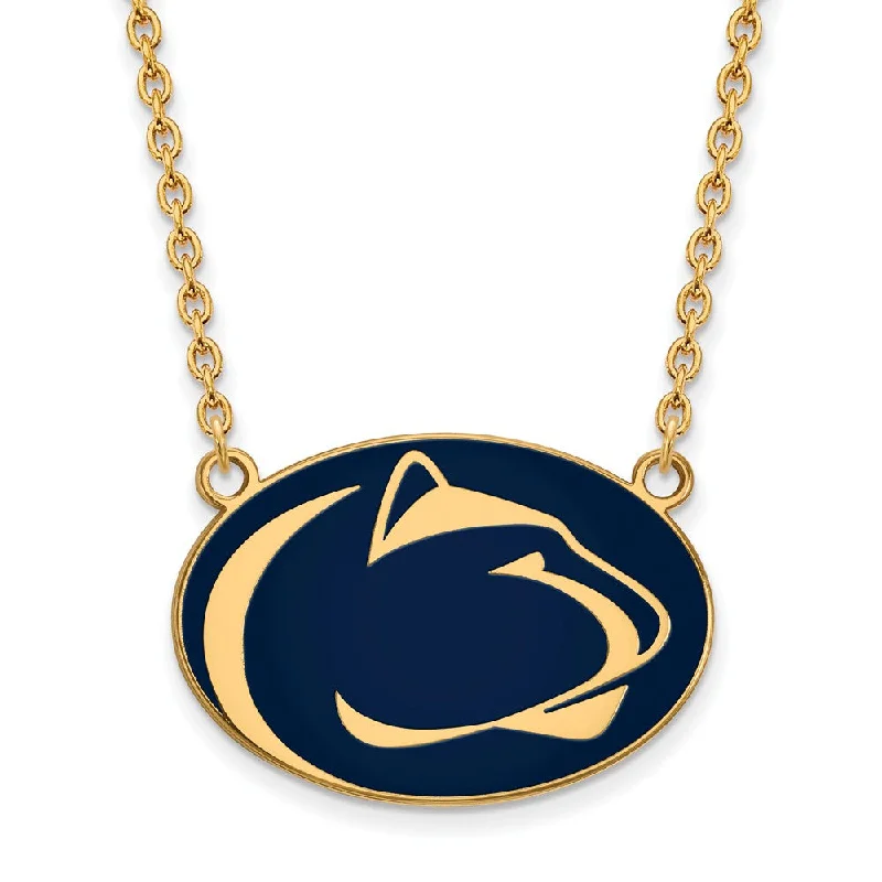 14k Gold Plated Silver Penn State Large Enamel Pendant Necklace