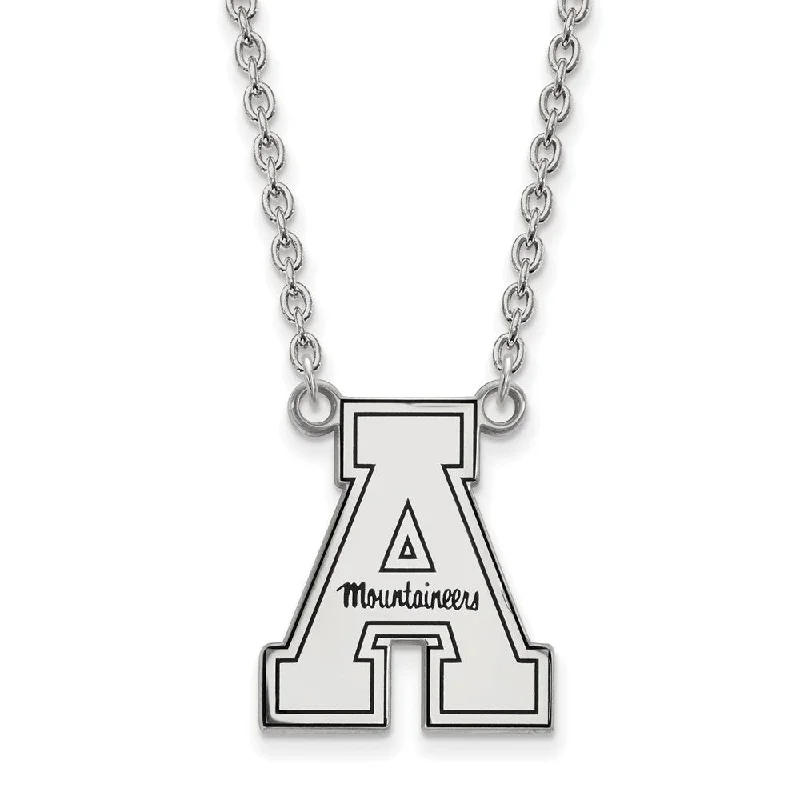 Sterling Silver Appalachian State Enamel Large Pendant Necklace