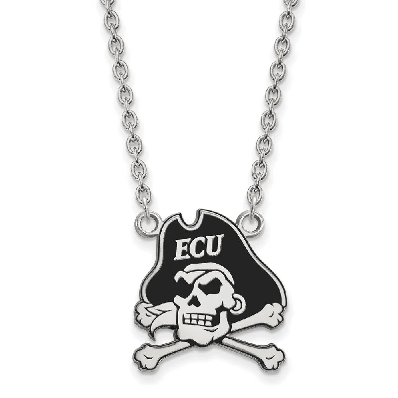 Sterling Silver East Carolina U Large Enamel Pendant Necklace