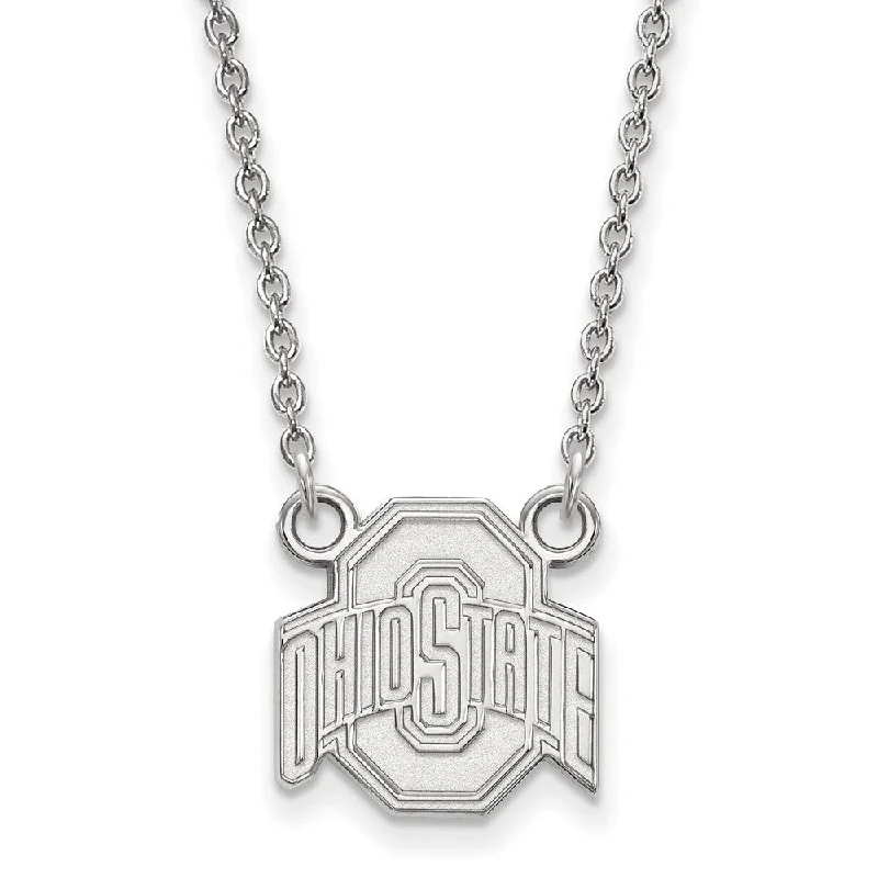 Sterling Silver Ohio State Small Logo Pendant Necklace