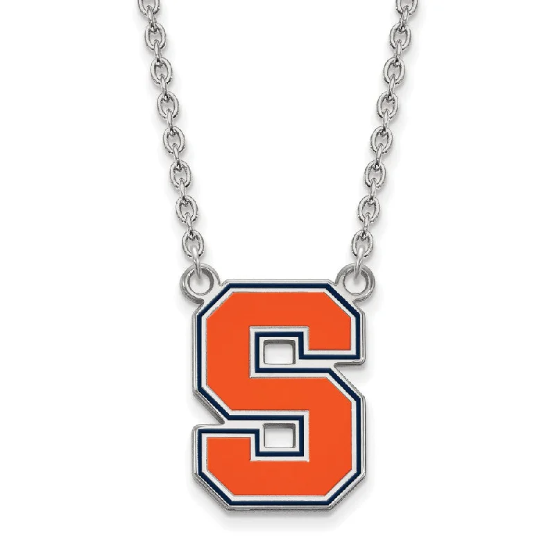 Sterling Silver Syracuse U Large Enamel Pendant Necklace