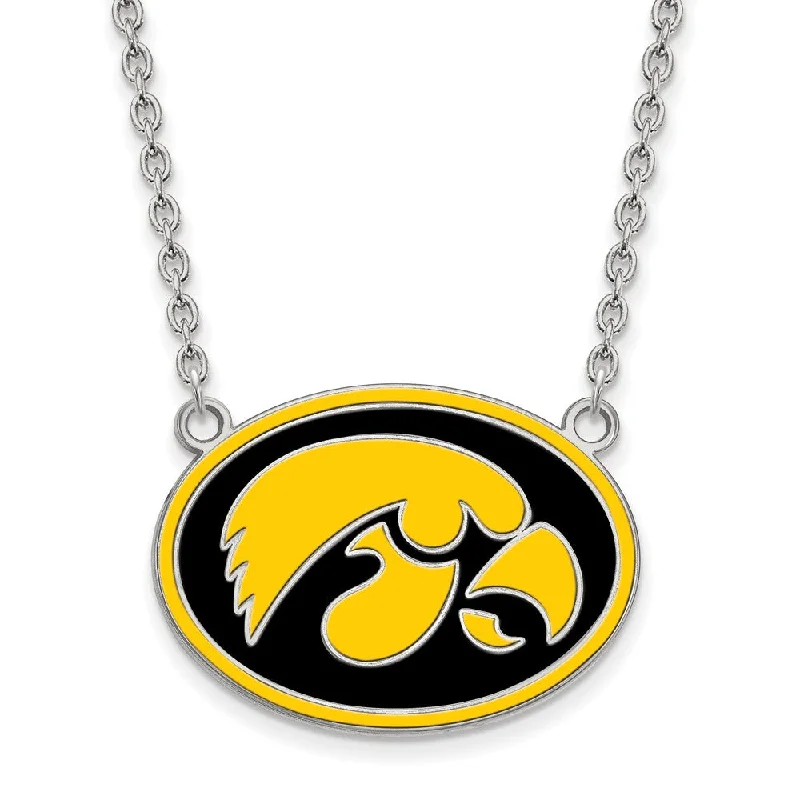 Sterling Silver U of Iowa Enamel Pendant Necklace