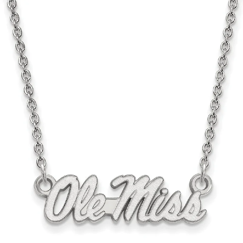 Sterling Silver U of Mississippi Small Ole Miss Script Necklace