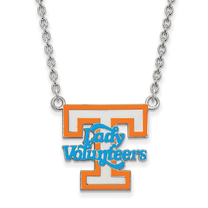 Sterling Silver U of Tennessee Large Enamel Lady Volunteers Necklace