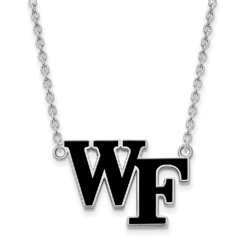 Sterling Silver Wake Forest U Large Enamel Pendant Necklace