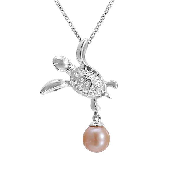 Pearl Keiki Honu Turtle Pendant by Alamea