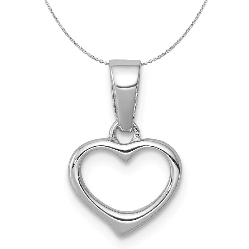 Sterling Silver 10mm Open Heart Necklace