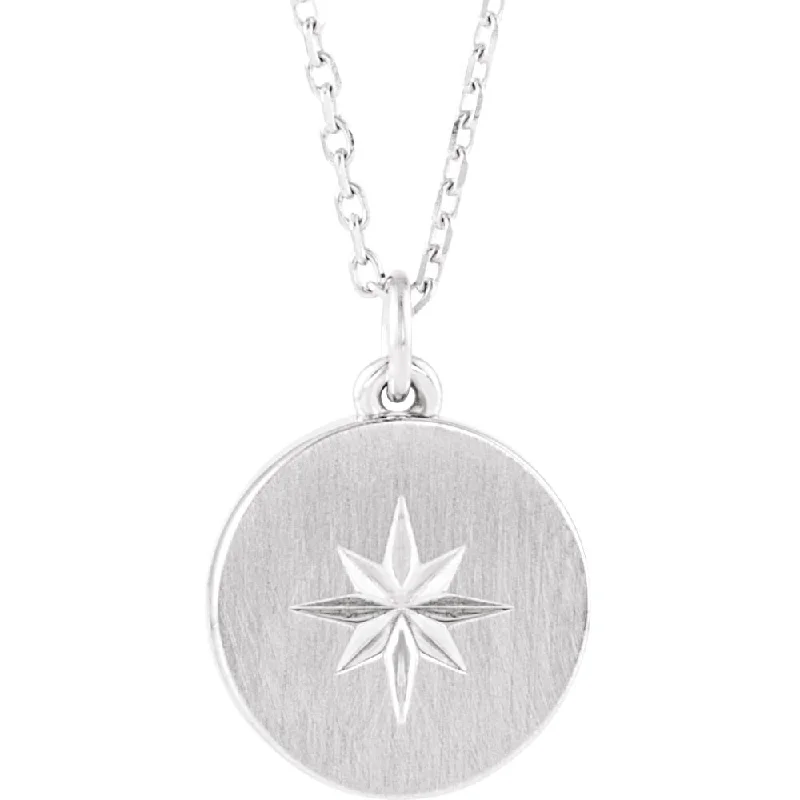 Sterling Silver 11mm Starburst Necklace, 16-18 Inch