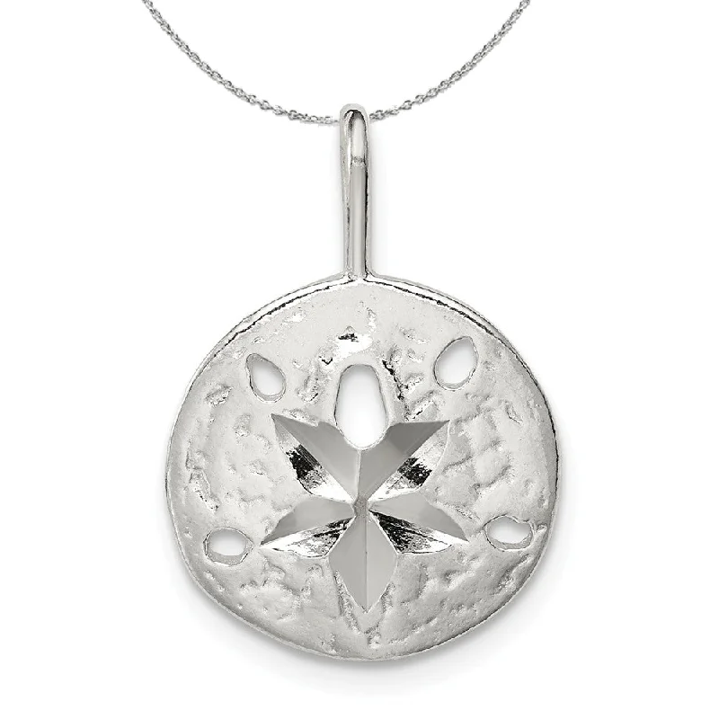 Sterling Silver 15mm Diamond Cut Sand Dollar Necklace