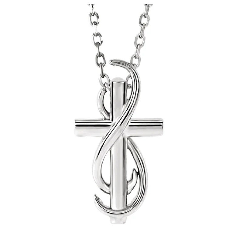 Sterling Silver Infinity Cross Necklace, 16-18 Inch