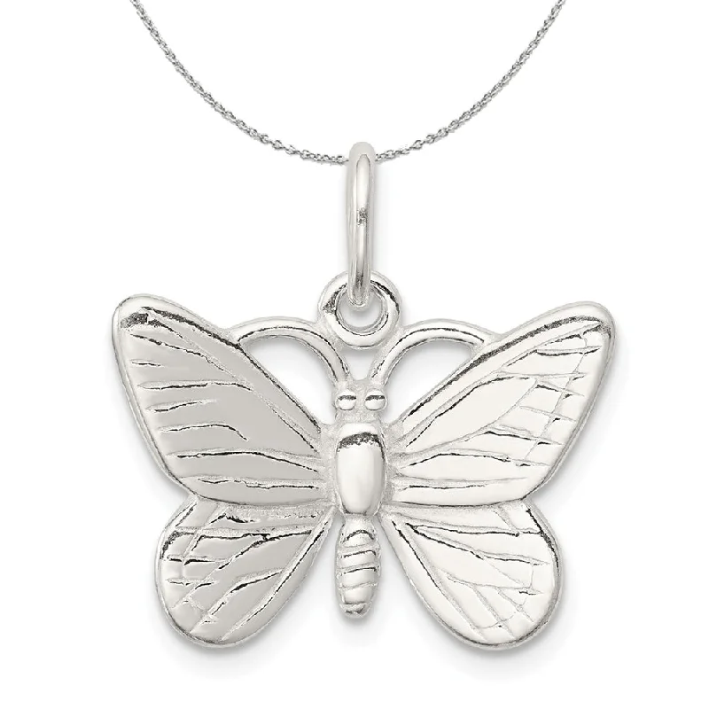 Sterling Silver Solid Polished Butterfly 20mm Necklace