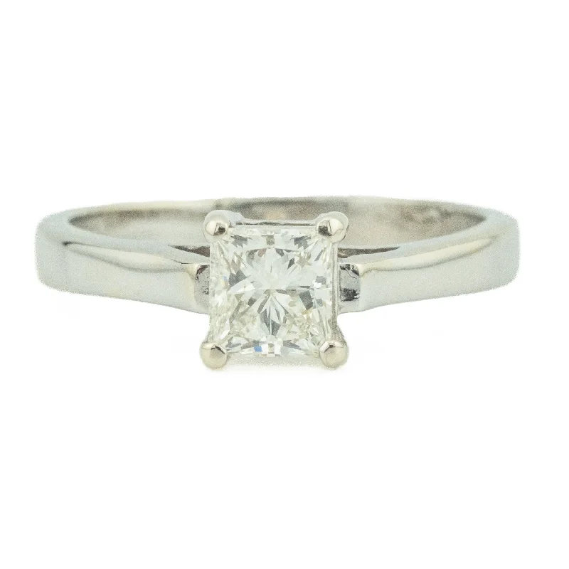 0.71ct Princess Cut Diamond I/SI1 Solitaire Engagement Ring in 14K White Gold - Size 6.25