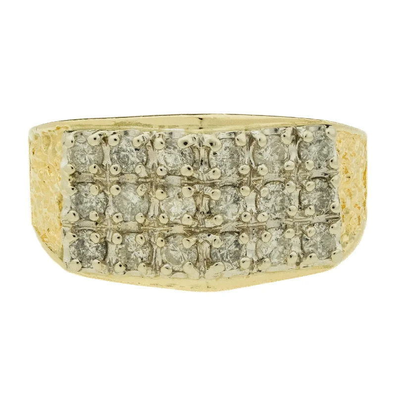 1.08ctw Diamond Accented Gent's Ring in 14K Two Tone Gold -Size 9.5