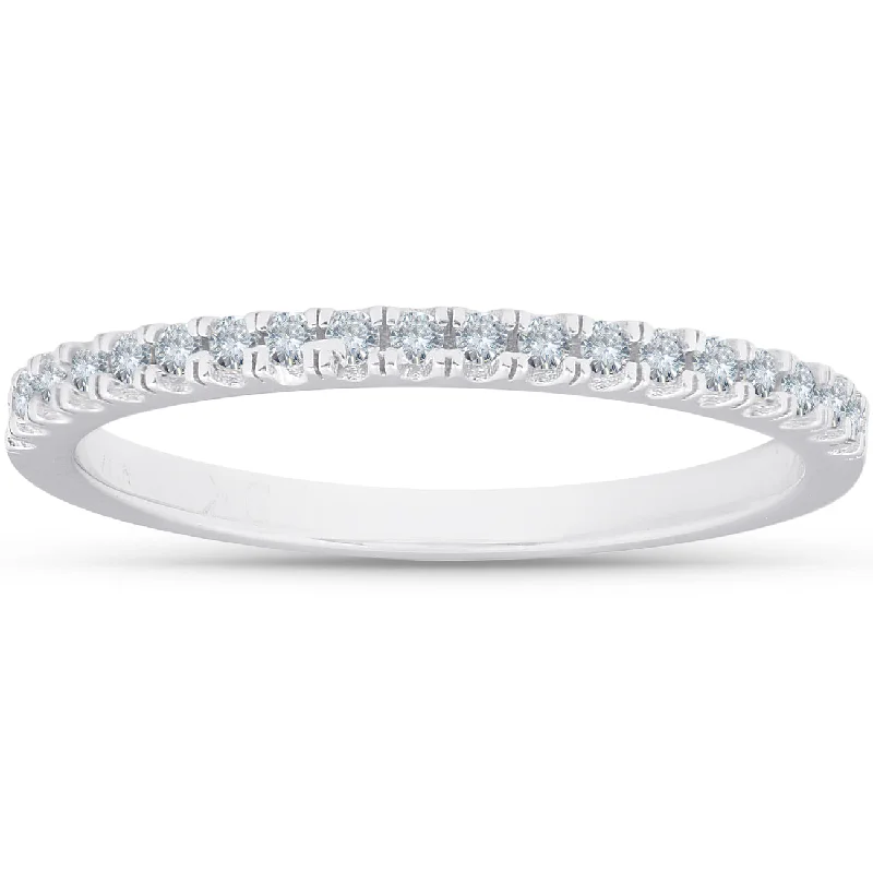 1/4 cttw Diamond Stackable Womens Wedding Ring 10k White Gold