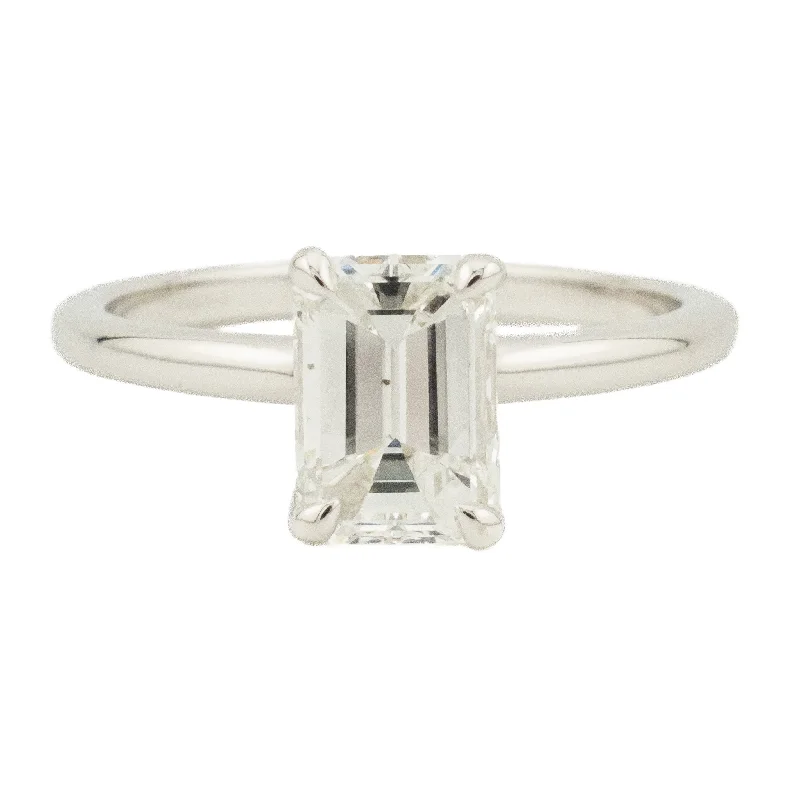 1.50ctw Emerald Cut SI1/G Diamond Solitaire Engagement Ring in 14K White Gold - Size 7