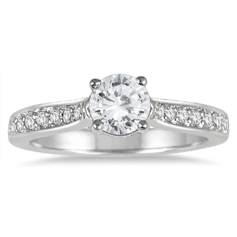 1 Carat TW AGS Certified Diamond Engagement Ring in 14K White Gold (J-K Color, I2-I3 Clarity)