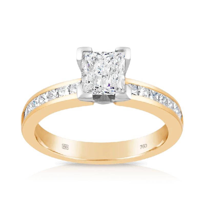 1.00ct TW Diamond Solitaire Engagement Ring in 18ct Yellow & White Gold