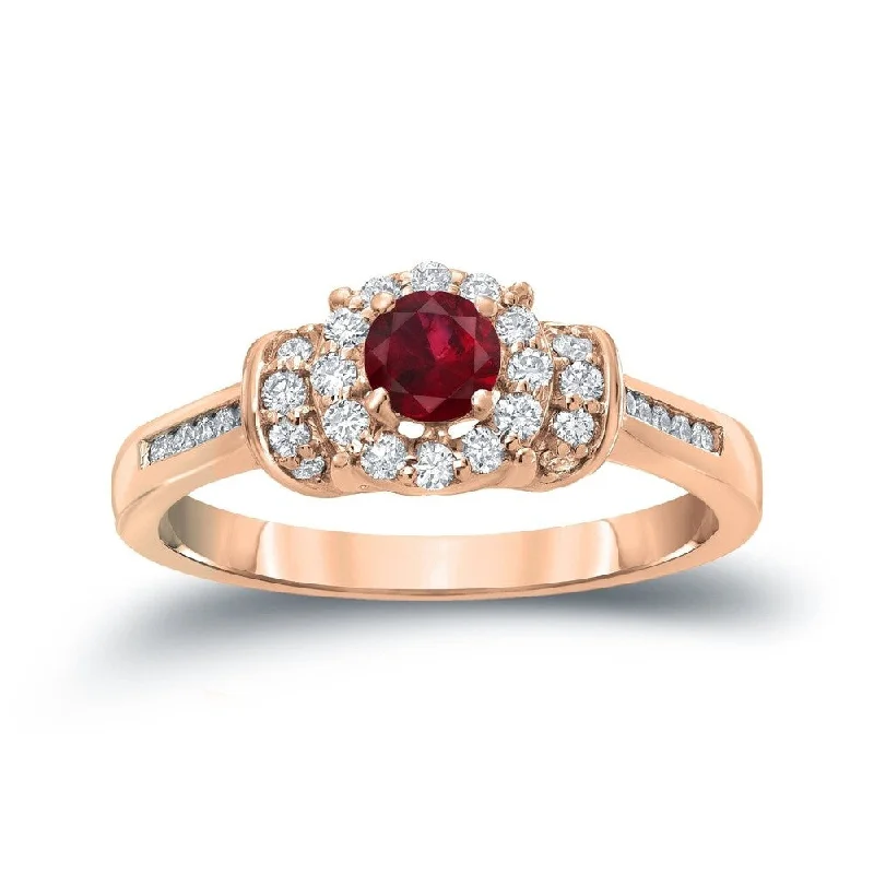 14k Gold 1/4ct Ruby and 1/4ct TDW Diamond & Gem Engagement Ring by Auriya