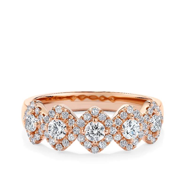 0.75ct TW Round Brilliant Cut Diamond Cluster Ring in 9ct Rose Gold