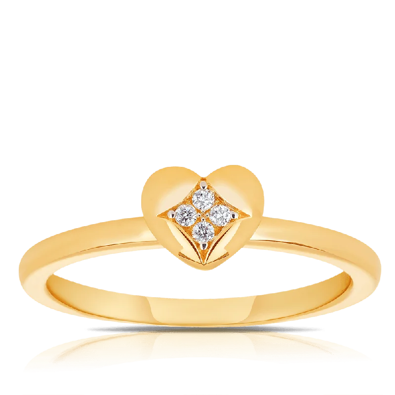 Heart Diamond Stacker Ring in 9ct Yellow Gold