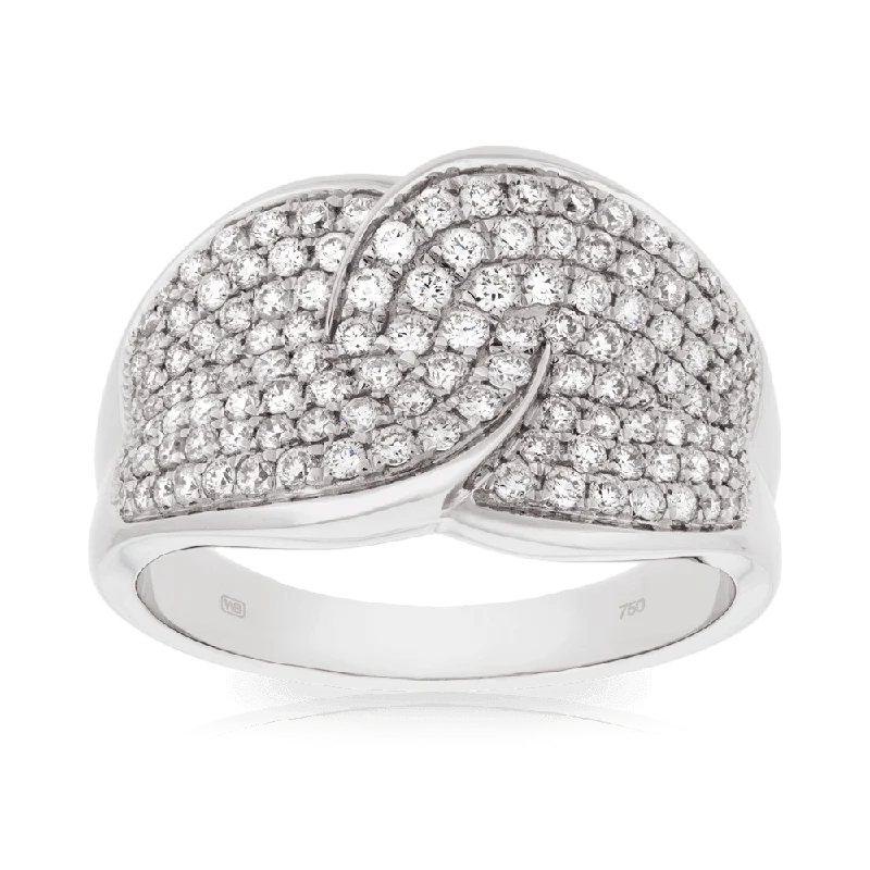 Diamond Pave Set Dress Ring set in 18ct White Gold