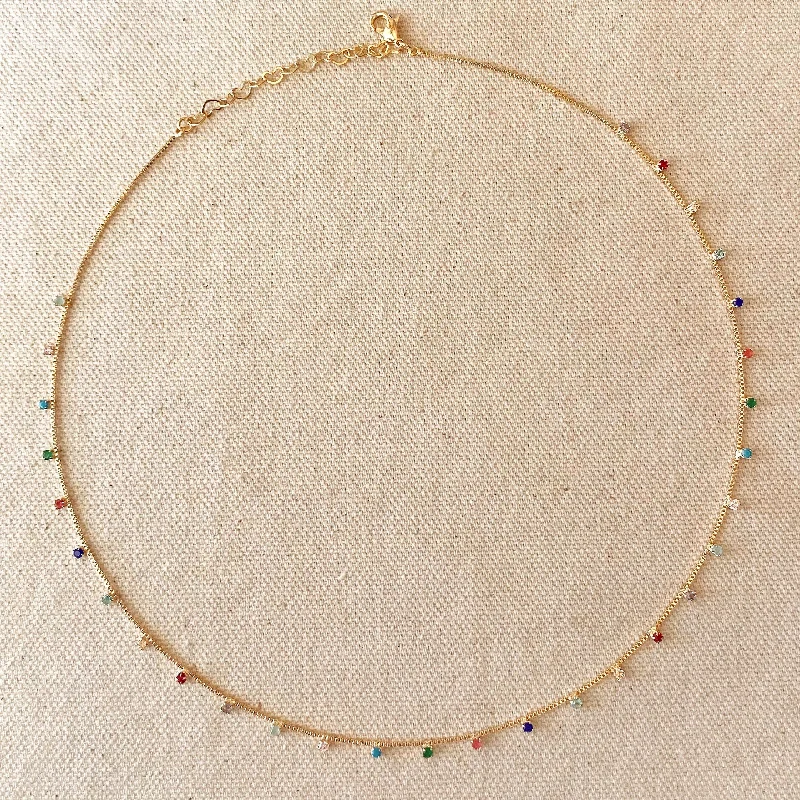 Juniper Multi Colored Micro Cubic Zirconia 18k Gold Filled Necklace