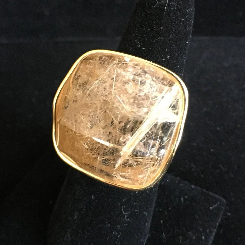 18K Gold Plated Rutilated Quartz Ring