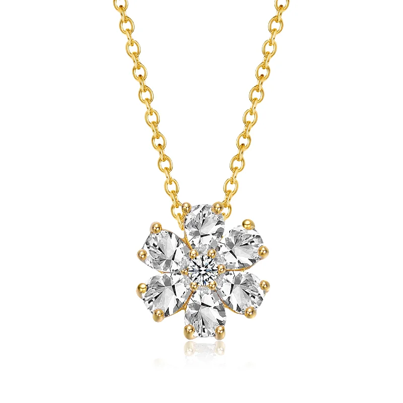 2.84ctw Moissanite Cluster Pendant in Gold-Plated Sterling Silver