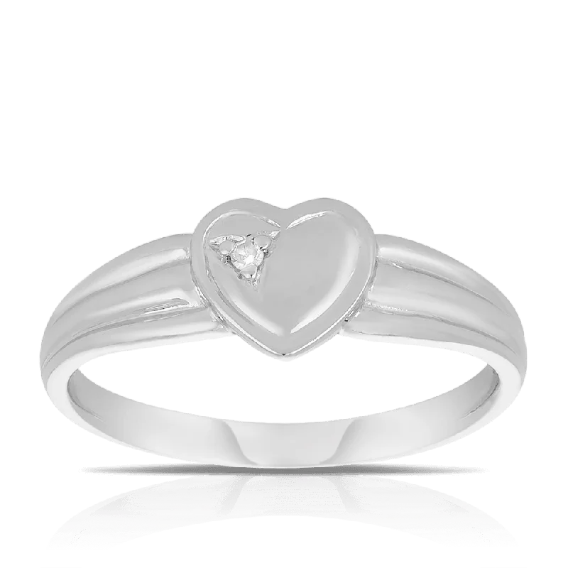 Children's Heart Diamond Ring in Sterling Silver