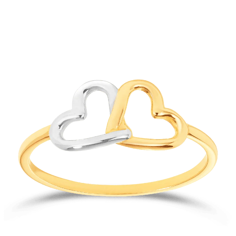 Interlocking Hearts Ring in 9ct Yellow Gold