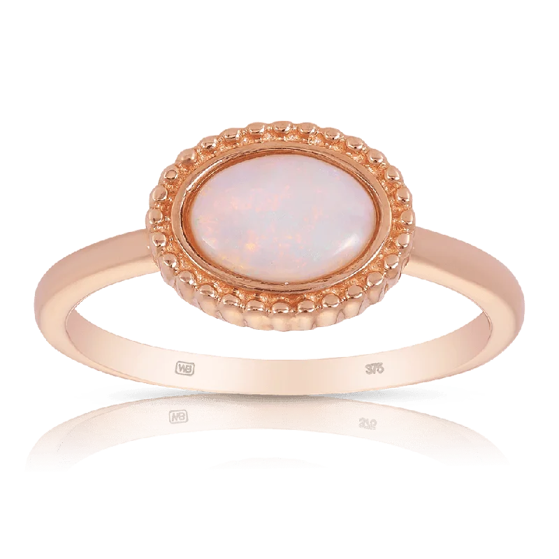 Opal Oval Ring in 9ct Rose Gold