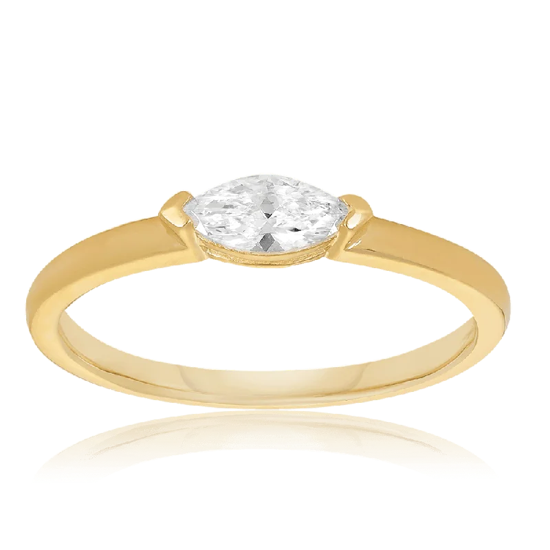 Cubic Zirconia Solitaire Ring in 9ct Yellow Gold