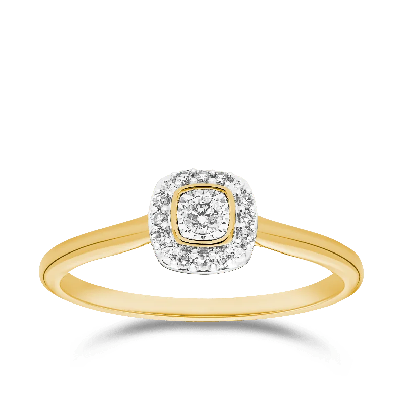 I Will Diamond Ring in 9ct Yellow and White Gold TGW 0.11ct